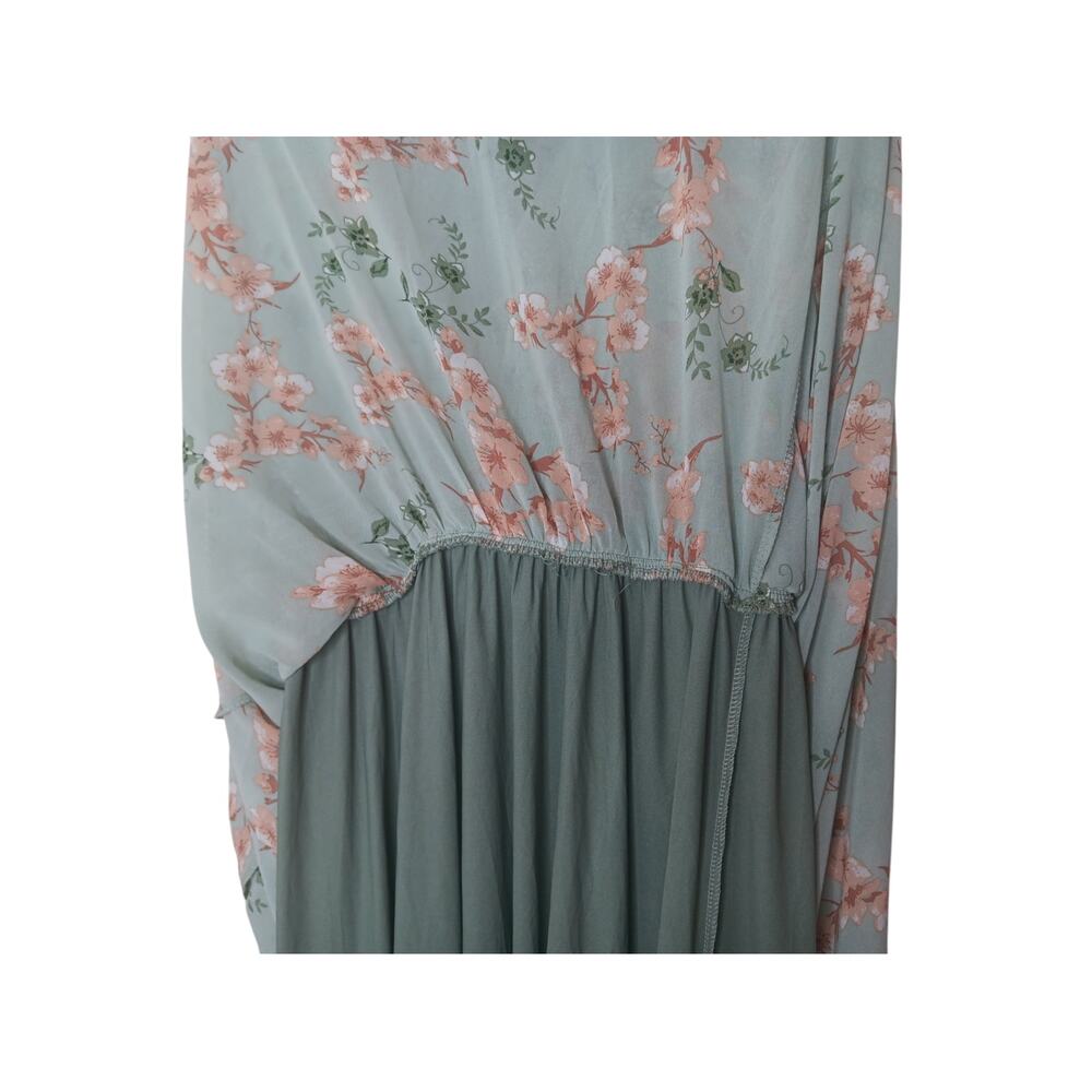 Baltic Born Olivia Maxi Dress L Sage Peach Floral Chiffon Smocked Wedding - Picture 15 of 16